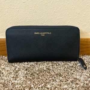 Karl Lagerfeld Paris Zip-Around Continental Leather Wallet